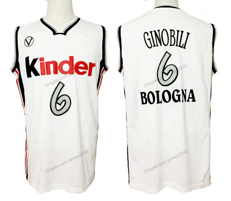 Retro Manu Ginobili Italy Bologna Basketball Jersey Stitched White