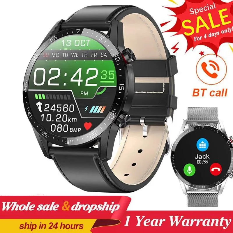 L13 Business Smart Watch Mężczyźni Bluetooth Call IP68 Waterproof EKG Press Tętkers Fitness Tracker Sports Smartwatch