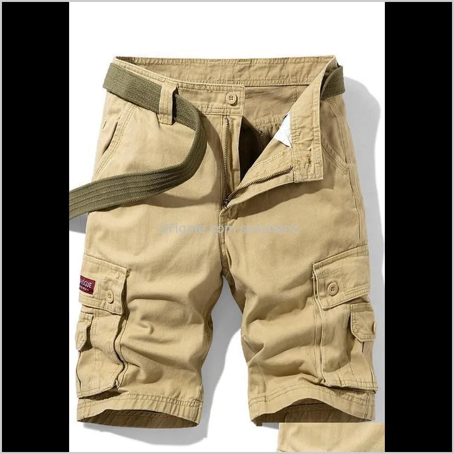 2020 plus size cargo shorts men`s summer cotton casual sports solid color men`s bottoming shorts loose and wild