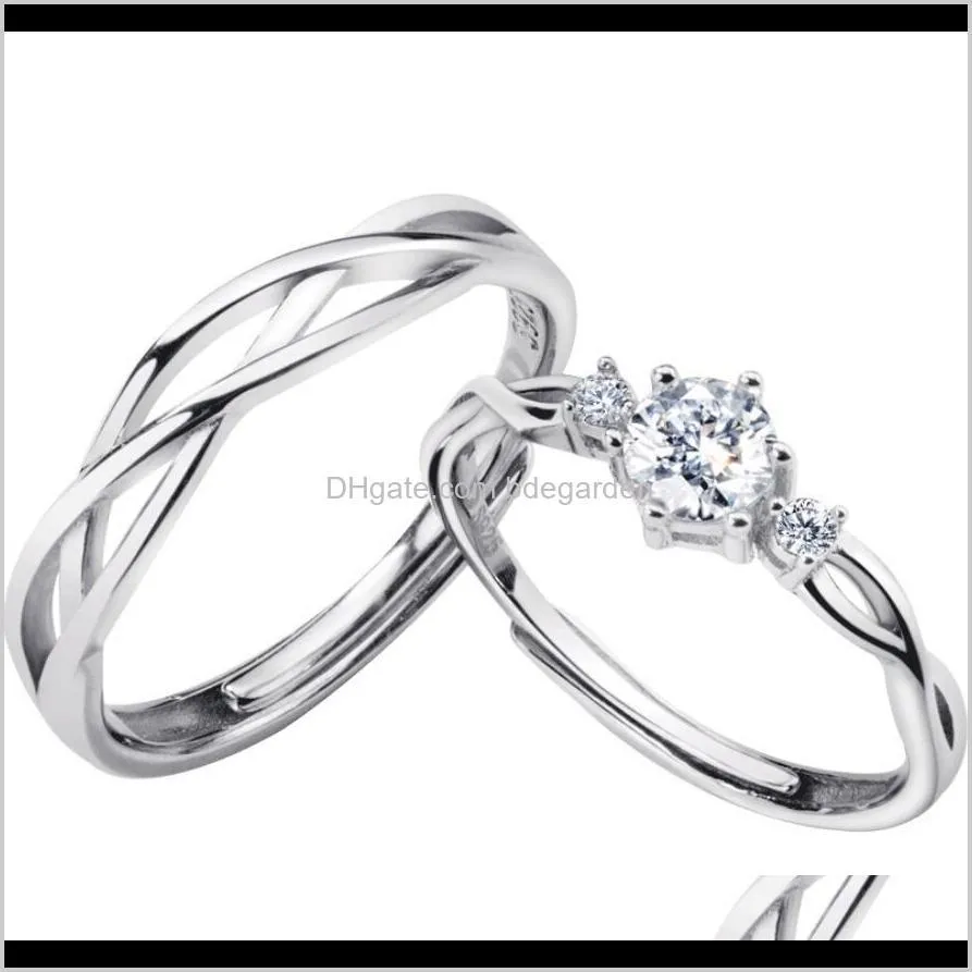 jewelry s925 sterling silver couple rings zircon line shape rings for couple hot fashion of shipping