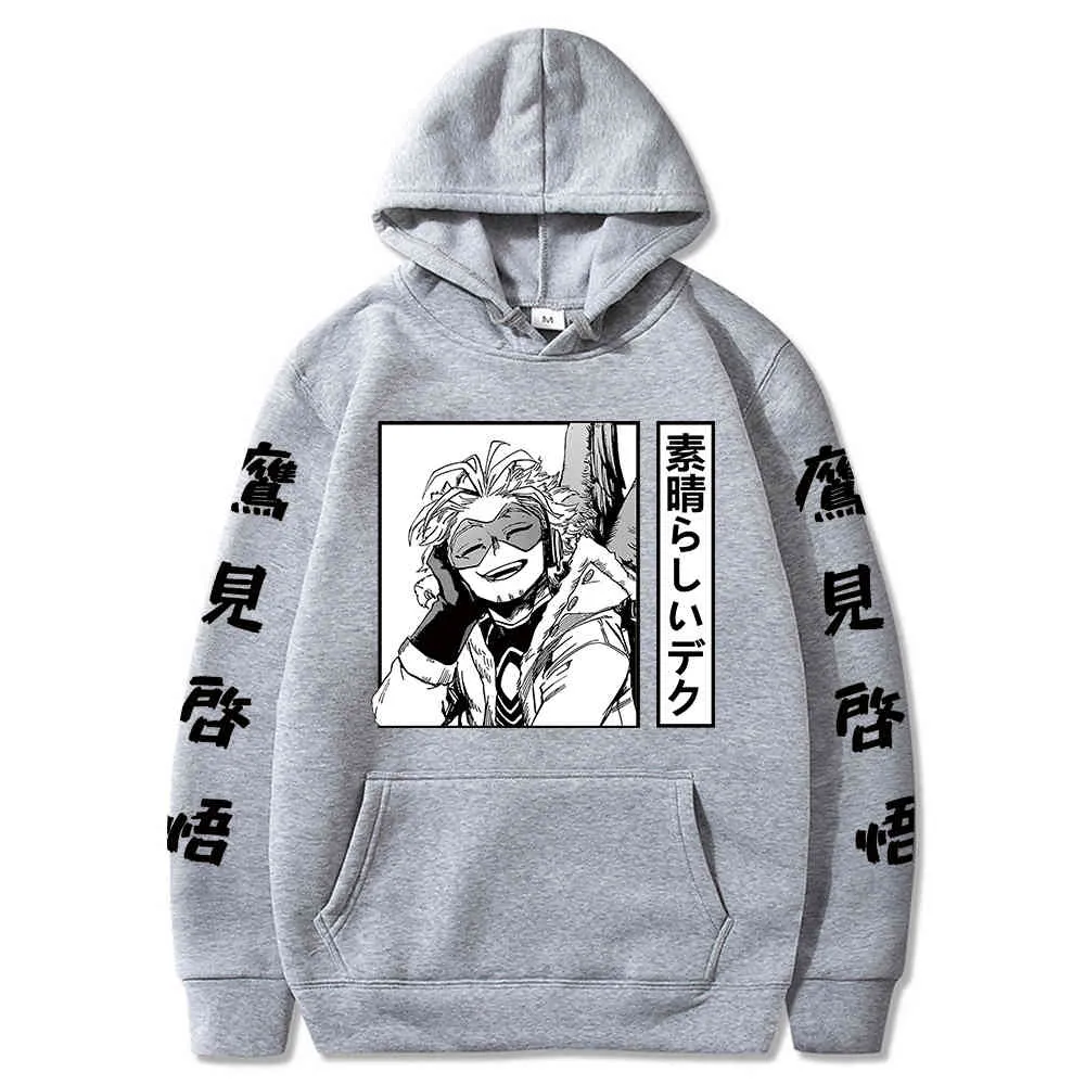 Felpa con cappuccio da uomo 2020 Felpa con cappuccio Anime My Hero Academia Hawks Vestiti Harajuku Streetwear Felpa con cappuccio Y0319