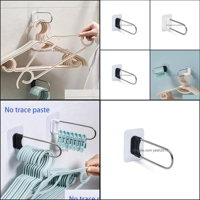 Hangers & Racks Stainless Steel Bathroom Multi-purpose Rack Household Clothes Storage Clip Finishing Appliances Wall