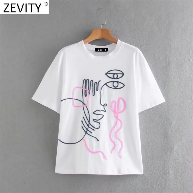 Women Basic O Neck Short Sleeve Casual Slim T-shirt Female Abstract Girl Appliques Chic Knit Summer Tops LS9081 210420