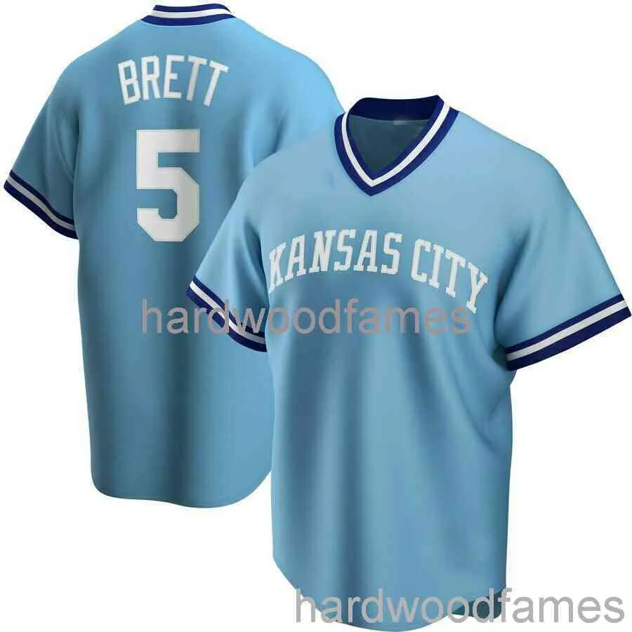 Niestandardowy George Brett # 5 Cooperstown Jersey Szyte Mężczyźni Kobiety Młodzież Kid Baseball Jersey XS-6XL