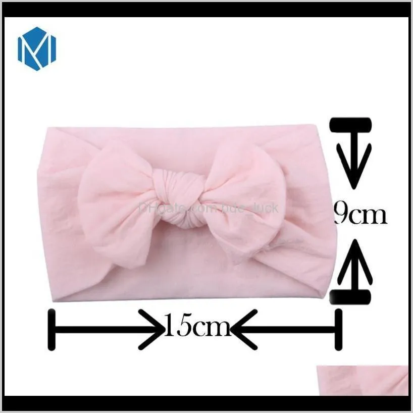 M MISM Ins Hot Fashion 23 Colors Bowknot Solid Baby Headbands Bow Hair Band Children Boy Girl Turban Head Wrap Hair Accessories