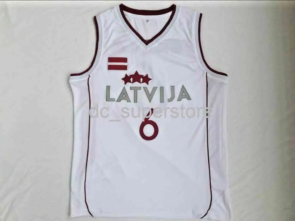Kristaps Porzingis # 6 Lettonia Latvijas Team Basket cucita Maglia personalizzata Uomo Donna Maglia da basket giovanile XS-6XL