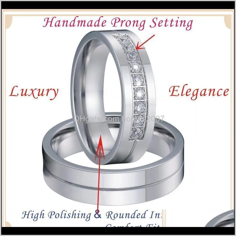 pair usa design couple wedding rings set for men and women stainless steel ring jewelry lover`s alliance marriage gift