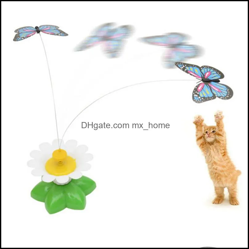 Funny Cat Toys Automatic Electric Rotating Colorful Butterfly Kitten Dog Intelligence Trainning Toy Pet Supplies JK2012XB