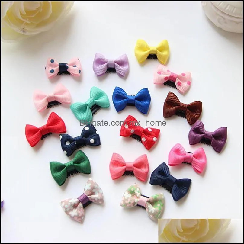 10Pcs/lots Candy Color Baby Mini Small Bow Hair Clips Safety Pins Barrettes For Children Girls Kids Accessories