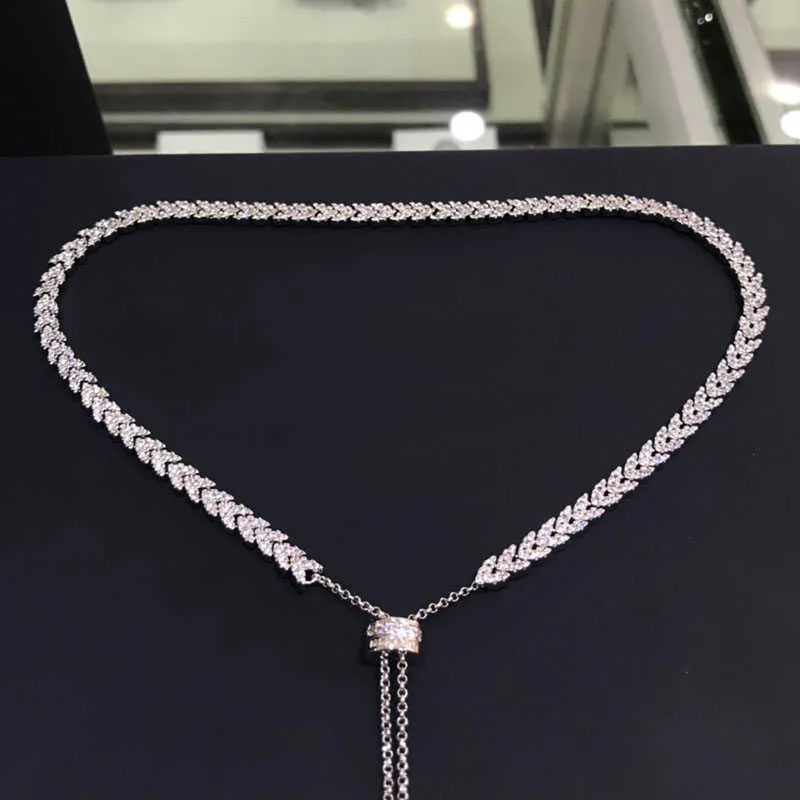 UMGODLY Luxury Brand High Quality White Heart Wheat Ears Necklace Micro Cubic Zirconia Stones Women Fashion Jewelry New Arrival X0707