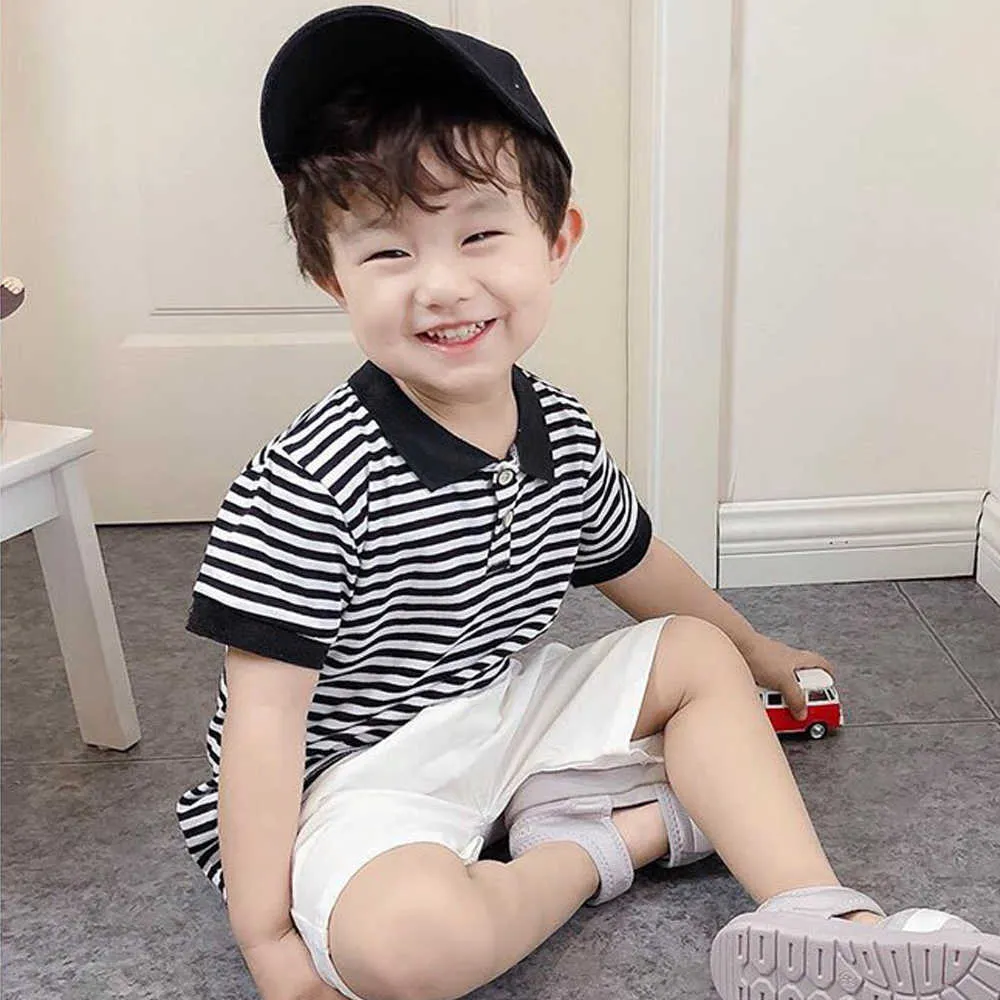 Summer Fashion Strip Short Sleeve T Shirt And White Boys Shorts Set For Toddler  Boys Sizes 1 5 Years X0802 From Catherine006, $15.1