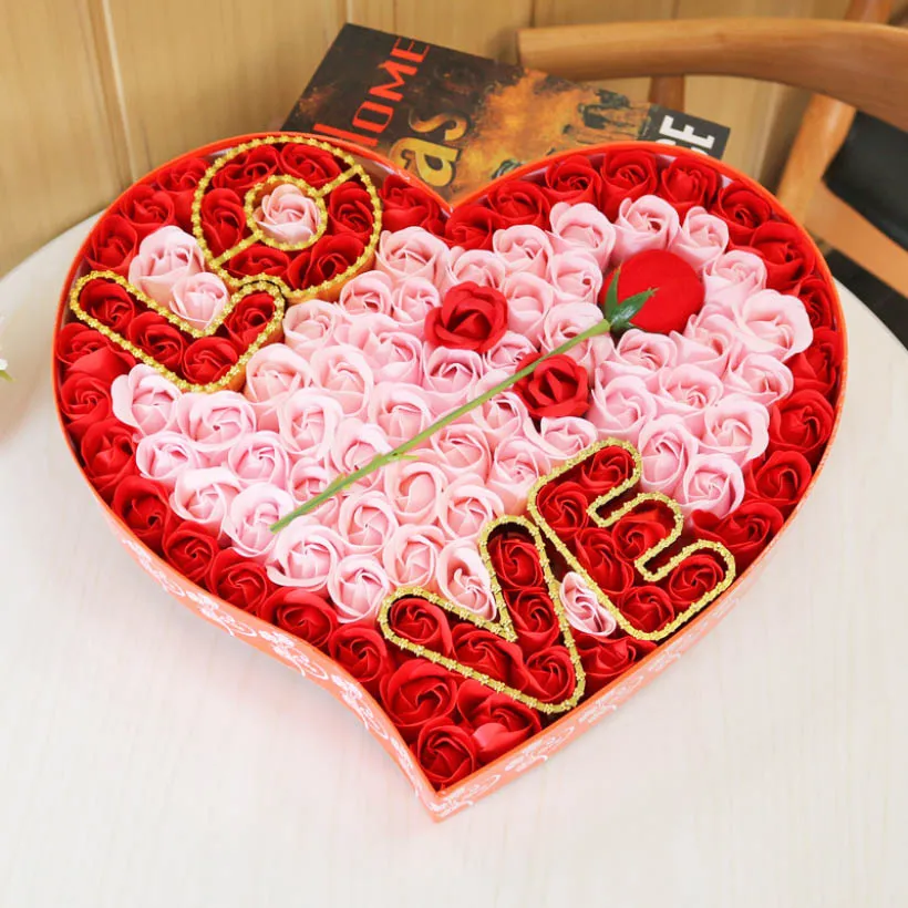 Valentine Day Gifts Soap Flower Love Rose Flower Wedding Birthday Days Artificial Soaps Gift Party Decoration HH21-845