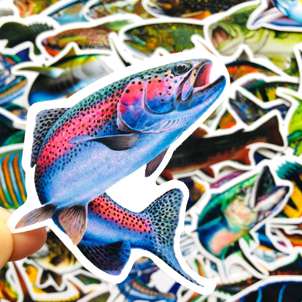 Fishing Fish Stickers Fishing Box Sticker PVC Decorative Decal
