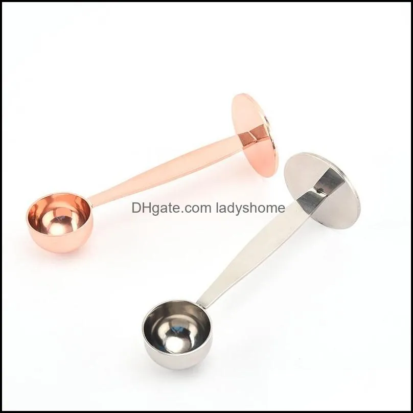 2 in1 Stand Coffee Measure Spoon Espresso Stamp Stainless Steel Coffee Scoop Measuring and Tamping Coffee Spoon HWA6326