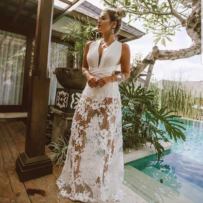 Summer Elegant 2021 New Boho Dresses For Women Sun White Dress Long Maxi Chic Hippie Beach Bohemian Y1006