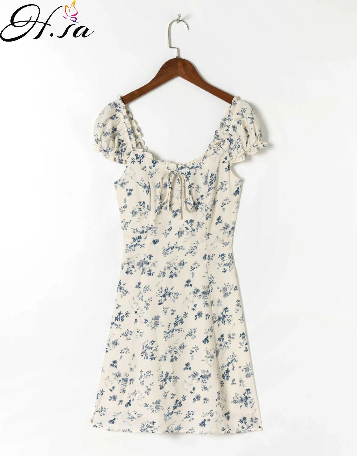 HSA European och American Summer Wind Women's Printed Short Slim Dress 390 210716