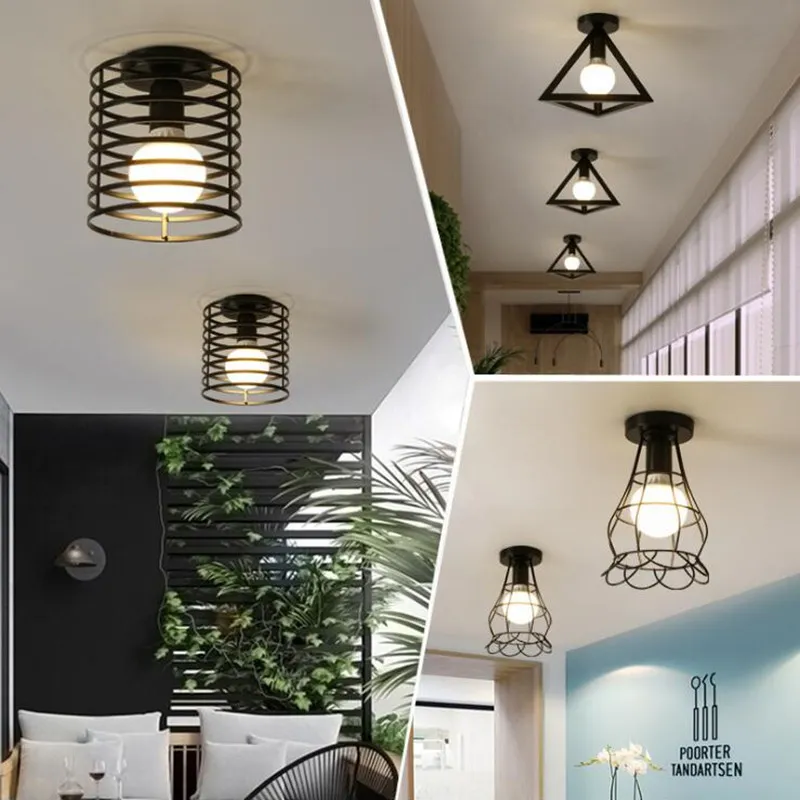 Ceiling Lights Vintage Nordic Minimalist Iron Aisle Lighting for Balcony Kitchen Foyer Entrance Small Indoor Lamp