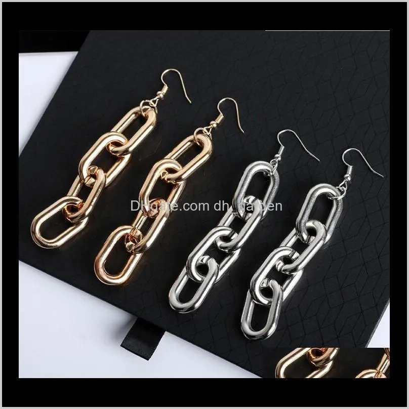 statement punk chain earrings personality women charm earrings silver golden alloy long chain dangle party jewelry vintage european