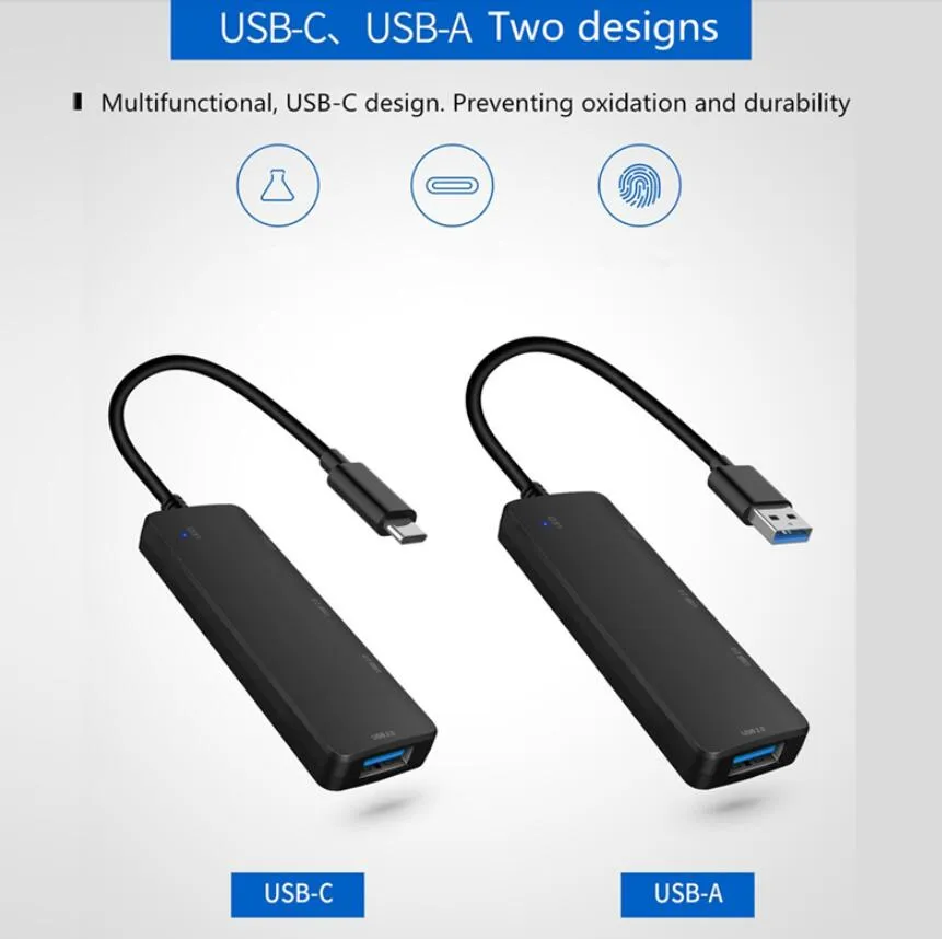 HUB USB 3.0 4 Porte Excalibur – Splitter Nero Alta Velocità Per PC Portatile E Desktop