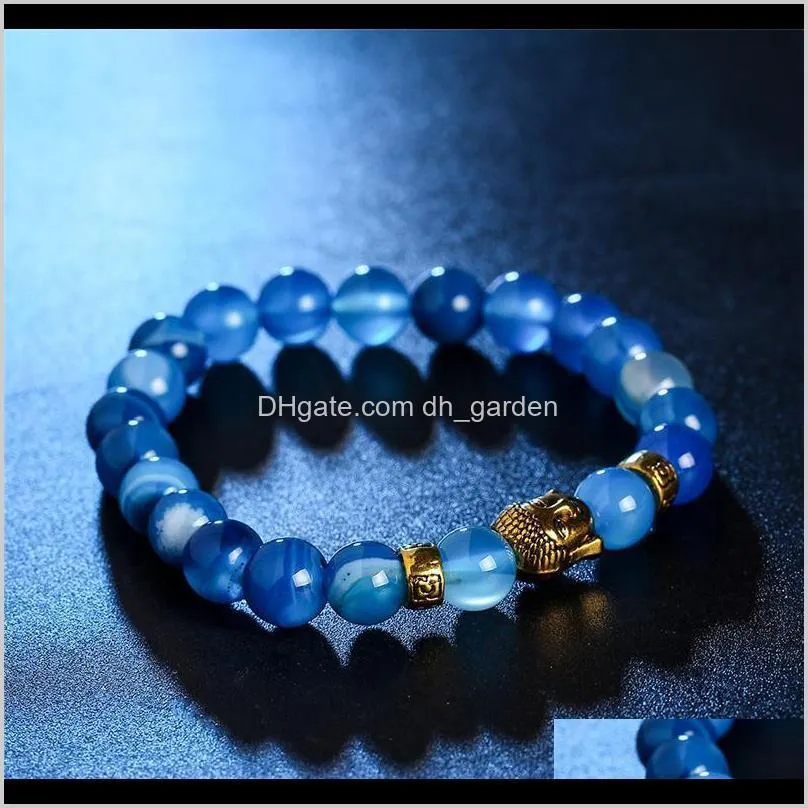 Gold Buddha`s Head Lava Stone Buddha Bracelet Natural Stone Bead Strands Bracelet Bangle Cuff Fashion Jewelry for Women DROP SHIP