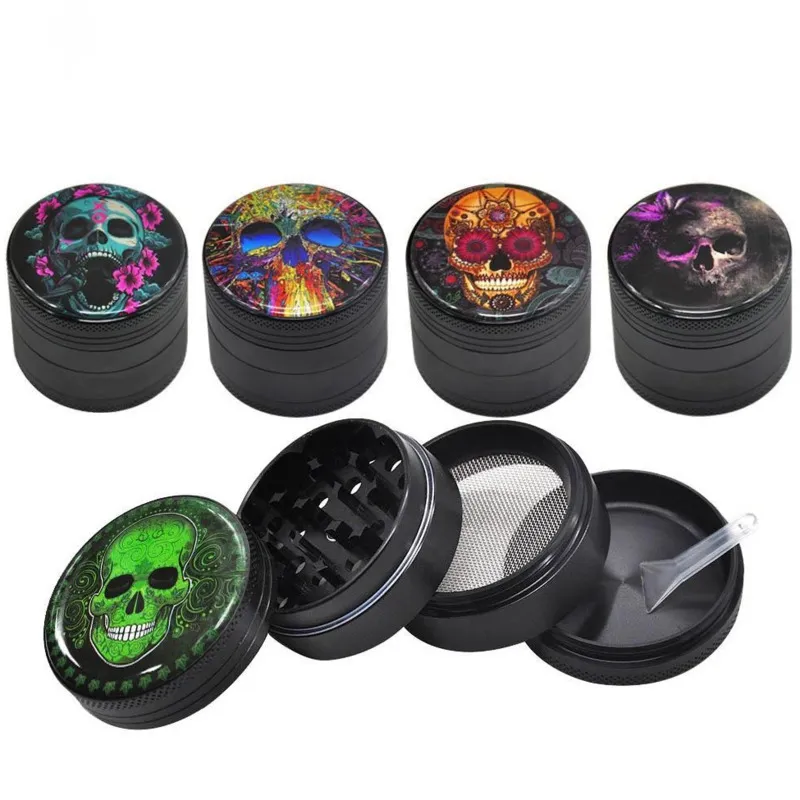 Smoking painting black Grinder 50mm Tobacco Slicer 4 Layers Herb Crusher Colorful 50mm Aluminum Alloy Grinder Hands Smoke Accessories