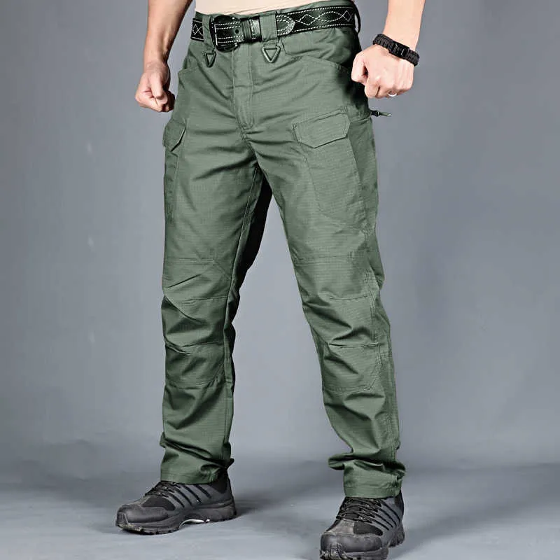 cargo pants men Multi Pocket Outdoor Tactical Sweatpants military army plus size Waterproof Quick Dry Elastic hiking Trousers Y0811