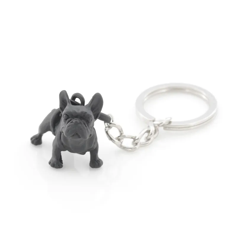 Metalen Zwarte Franse Bulldog Sleutelhanger Leuke Hond Dier Sleutelhangers Sleutelhangers Vrouwen Tas Charm Huisdier Sieraden Gift Hele Bulk Veel