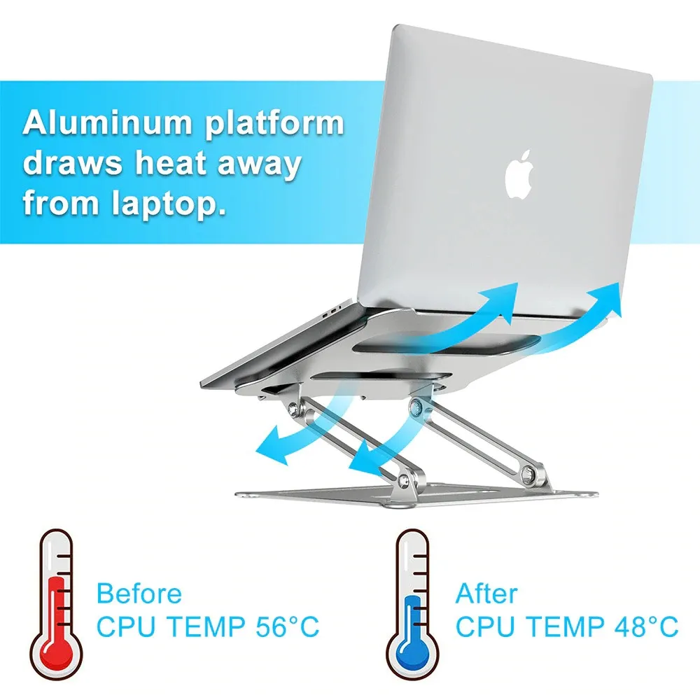 Verstelbare aluminium laptop stand ergonomische multi-angle bureau laptophouder w / heat-vent voor notebook MacBook Dell HP Meer 10-17.3 "
