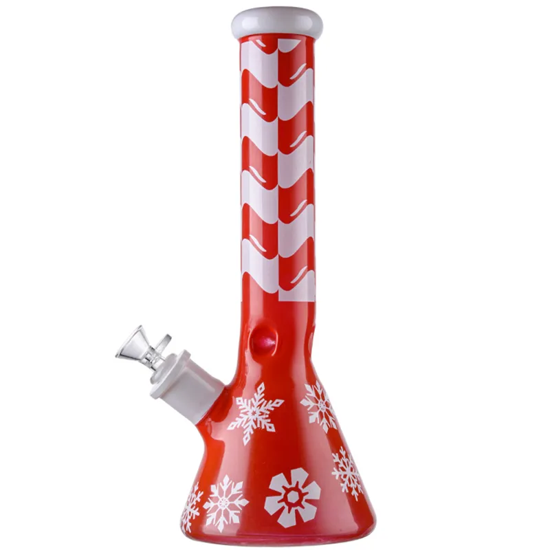 Xmas Big Bong Christmas Style Glass Bongs Heady Snowflake Hookahs Rechte buis 7mm Dikke beker Hookah met kom Diffused Downstam DAB Rigs Groothandel