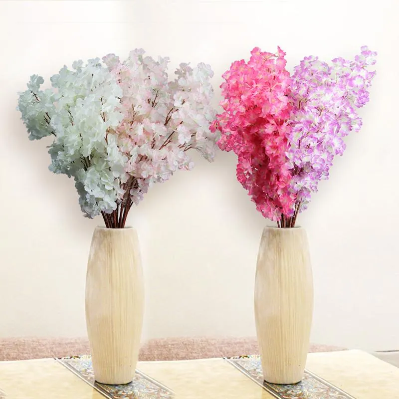 Flores decorativas grinaldas de 10pcs/lote artificial 1 metros de comprimento elegante flor de cerejeira em casa exibir suprimentos de decoração de casamento