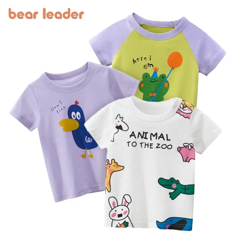 Bebek Kız Erkek Karikatür Hayvan Baskı T-Shirt Yaz Çocuklar Moda Tees Toddler Rahat Giysileri 2-7 Yıl 210429