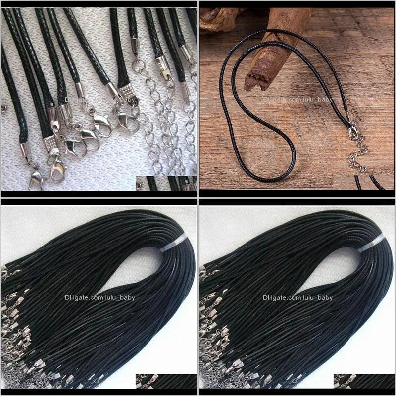 Black high quality 45CM Braided Rope Necklaces Lobster clasp Rope Chain 20PCS/lot Lobster Clasp String