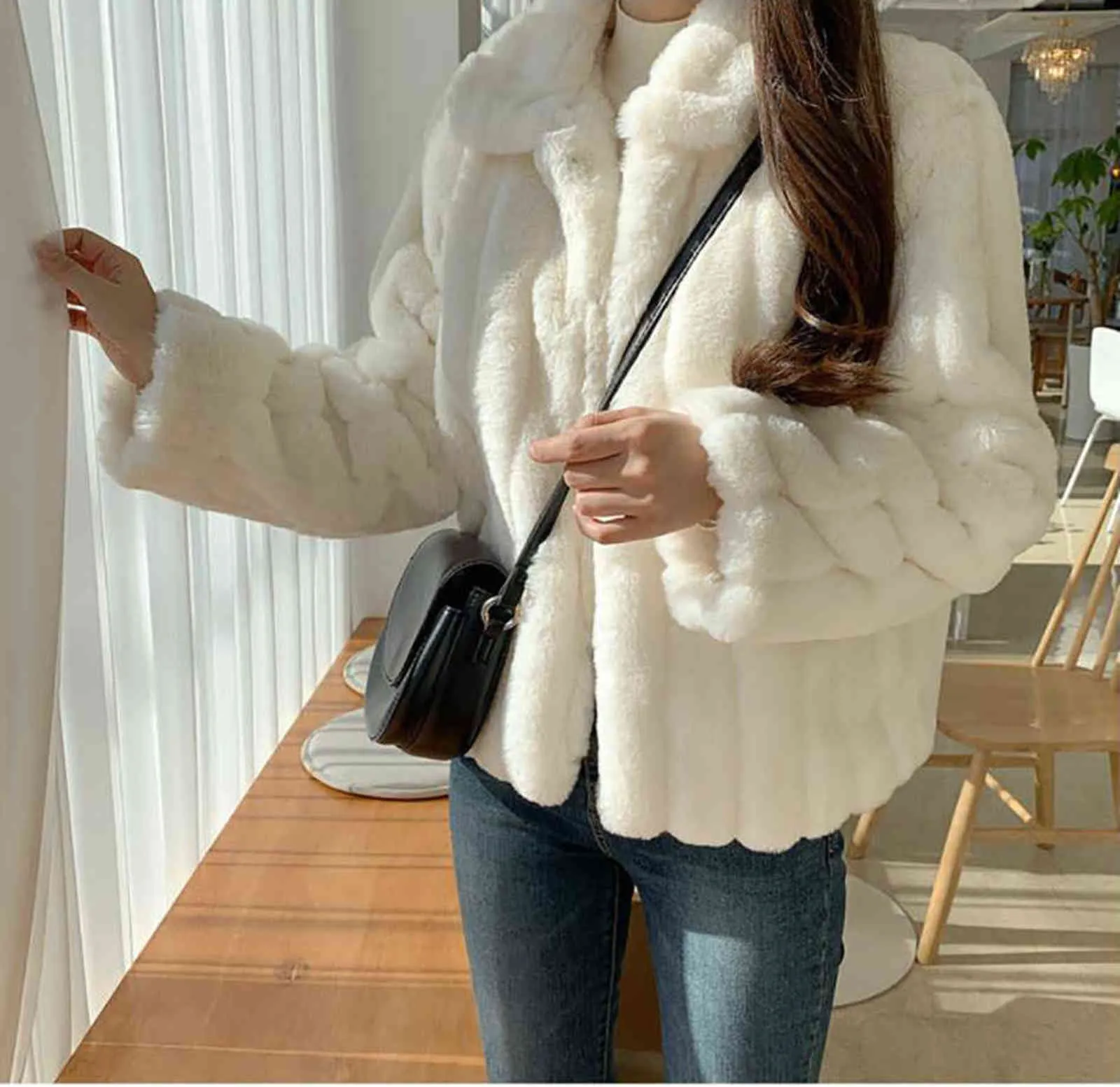 pelo chaqueta de piel de conejo mujer