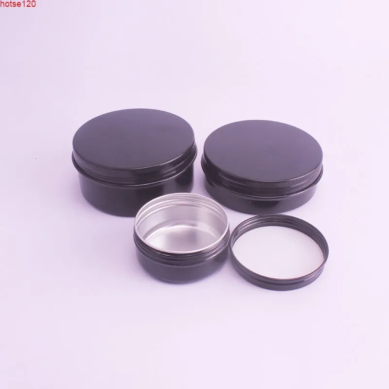 50 x Noir 50g 60g Pot de crème en aluminium Pot de feuille de thé Nail Art maquillage Lipgloss Lotion de soin de la peau vide cosmétique boîtes en métal Containergoods