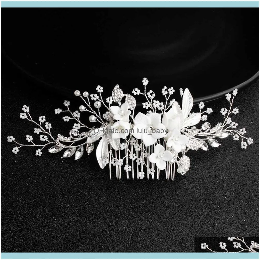 Fashion Silver Color Pearl Jewelry Handmade Crystal Comb Wedding Bridal Accessories Luxury Hair Ornaments Women Party