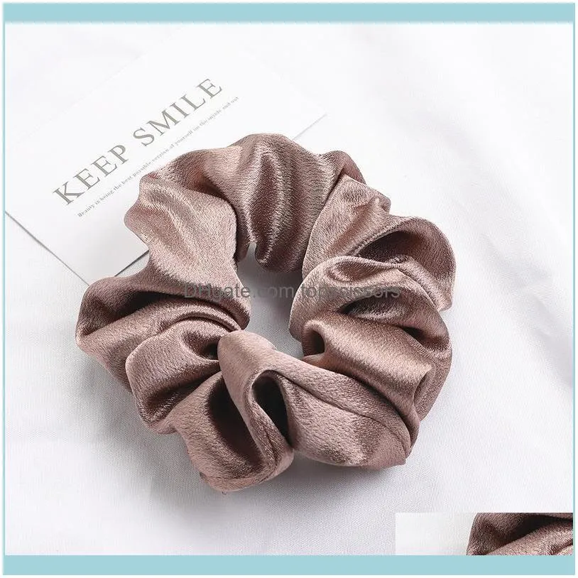 Satin Silk Colorful Scrunchies Elegant Simple Women Hair Elastic Bands Girls Scrunchie Accessories1