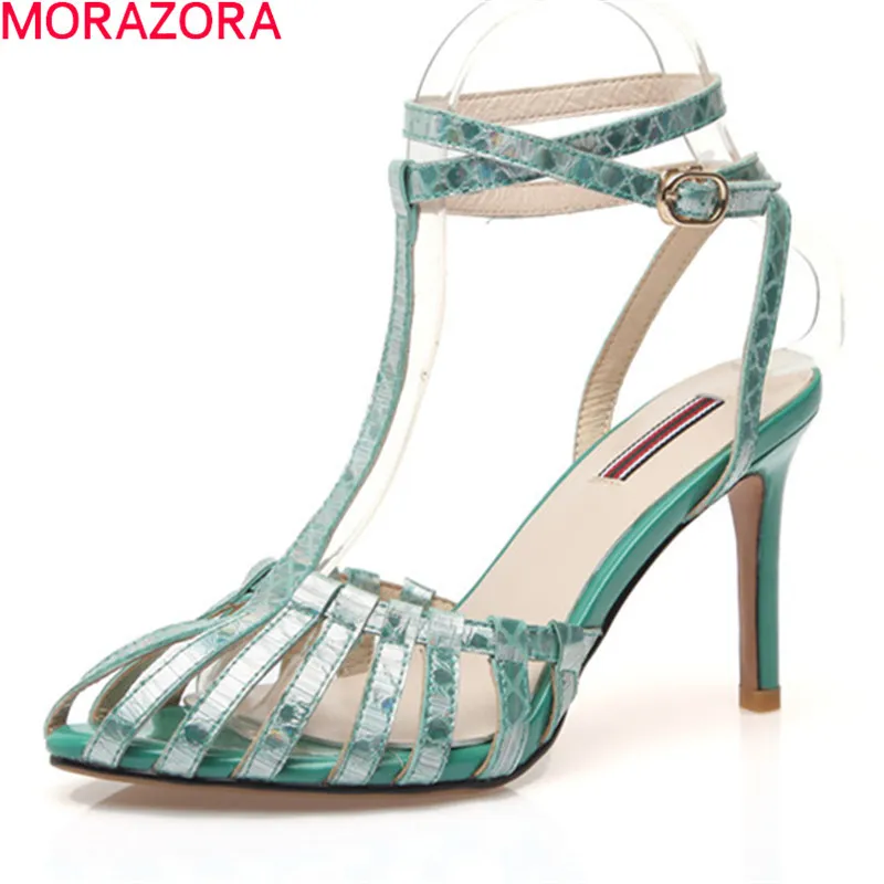 Morazora sommar kvinnor sandaler mode fårskinn fest bröllop skor ankelband elegant fest bröllop skor guld 210506