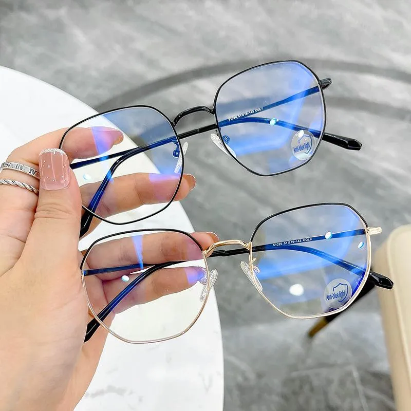 Moda óculos de sol quadros 2021 desenhista mulher óculos metal Óptica quadro redondo lente clara preta prata ouro olho vidro