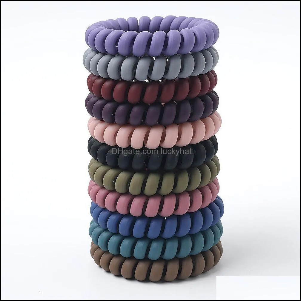 Women Hair Rubber Bands Matte Frosted Multi-colors Telephone Wire Cord Elastic Hair Bands Pony Tails Holder Hair Tie Rope Headwear