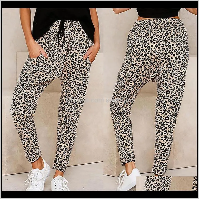 harajuku joggers leopard print casual pants wide leg sweatpants women trousers plus size high waist pants streetwear