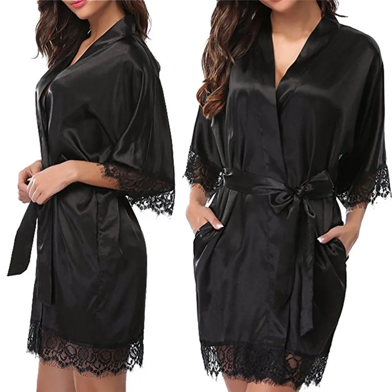 Sexy Satin Silk Lace Sexy Bathrobe For Women Plus Size S 5XL From