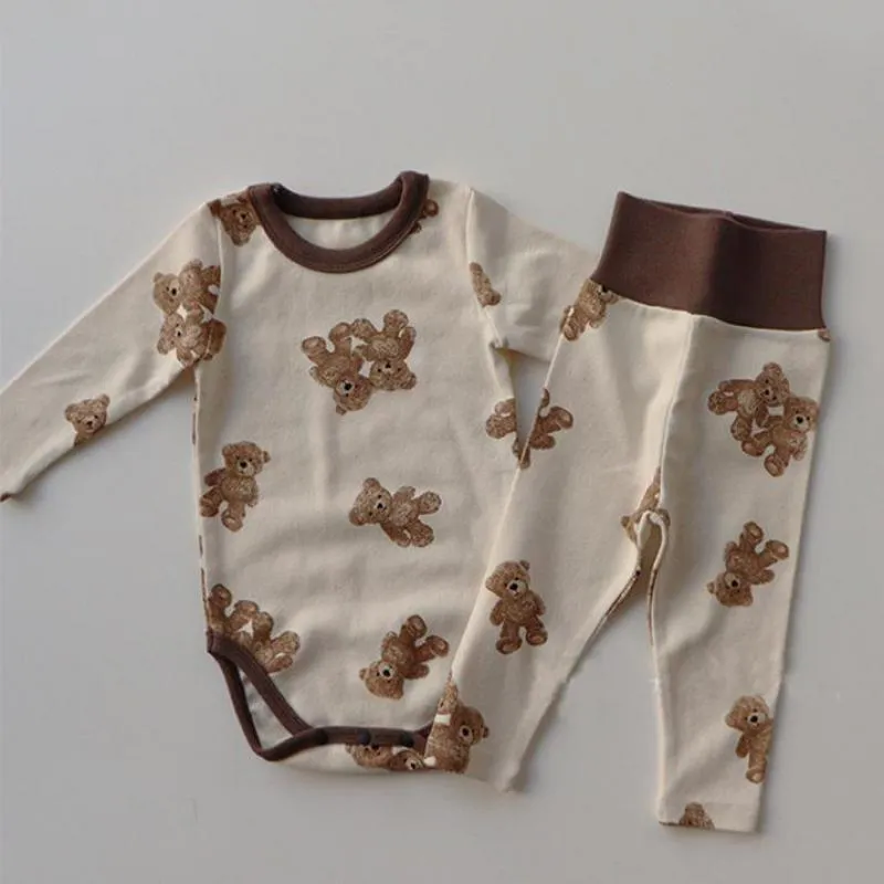 Bambino Primavera Nuovi Neonati maschi Vestiti per ragazze Set Bunny Bear Bambini Tuta a maniche lunghe e pantaloni in cotone per bambini 2 pezzi Vestito 210413