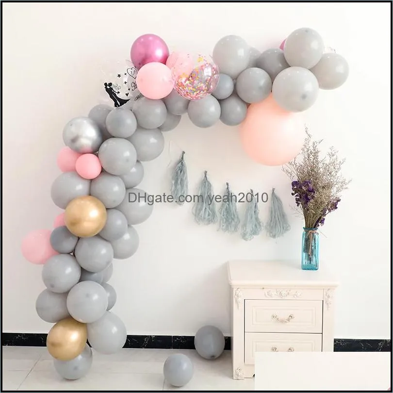 Party Decoration Latex Gray Balloons 5/10/12 Inch Round Helium First Birthday Wedding Balloon Arch