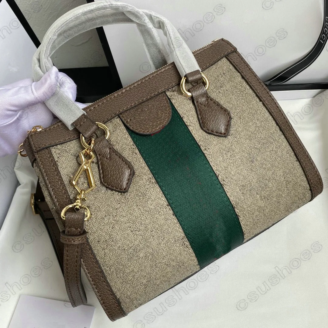 Beżowe Płótno Ophidia Mini Tote Uchwyt Torba Na Ramię Skóra Włochy Marka Zielony Czerwony Web Stripe Projektant Kobiety Luksusowe Torebki Crossbody Torebka Portfel Torby Podróżne Flap