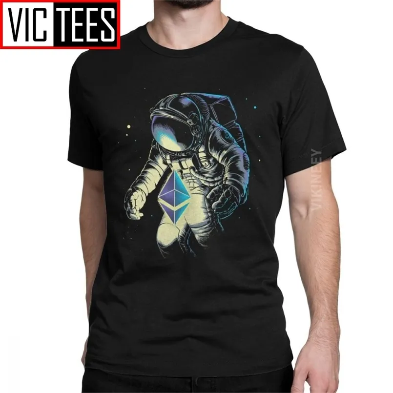 Space Ethereum Mäns T-shirt Stjärnor Galaxy SCI Spacesuit Spaceman Astronaut T-shirt 100 procent Bomull Stora 210707