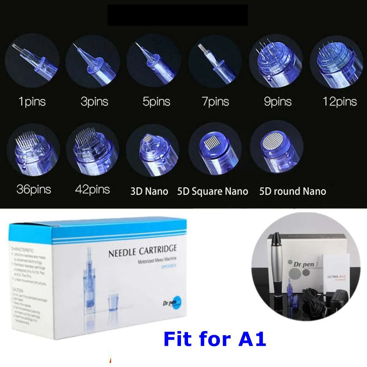 25pcs Microneedle Bayonet Needles Cartridges Tips for Auto Derma Pen A1C A1W Dr.pen Skin Care Rejuvenation Health Beauty Therapy