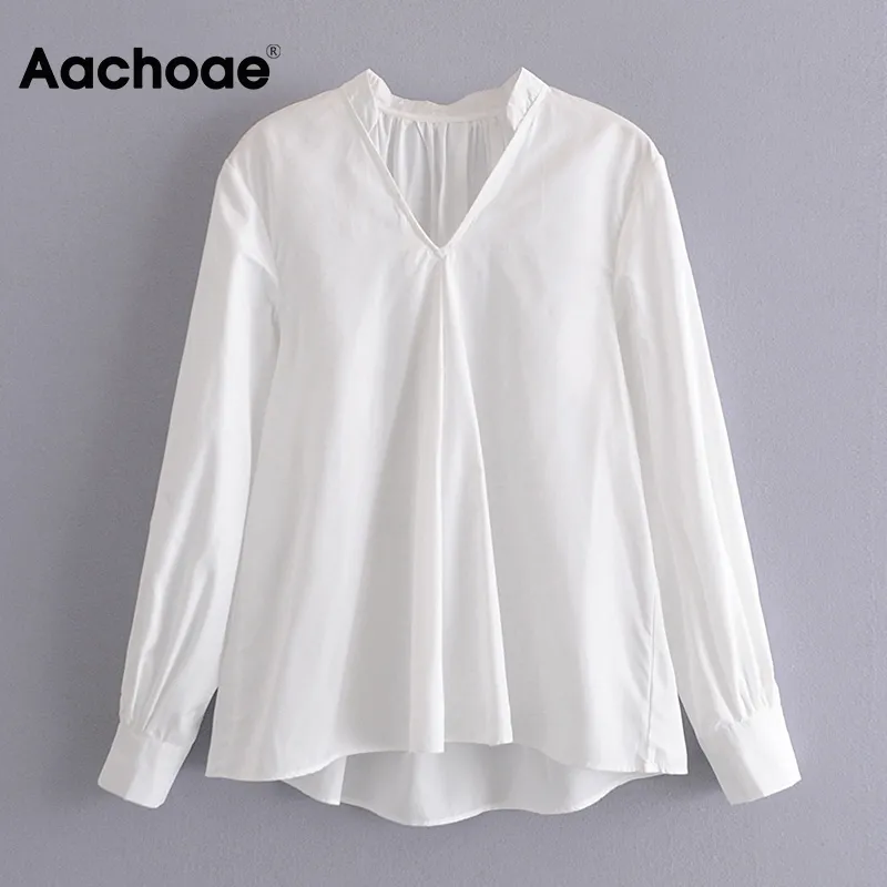 Elegante camisa branca mulheres v pescoço plissado blusa chique manga longa senhoras vintage tops primavera outono blusas mujer 210413