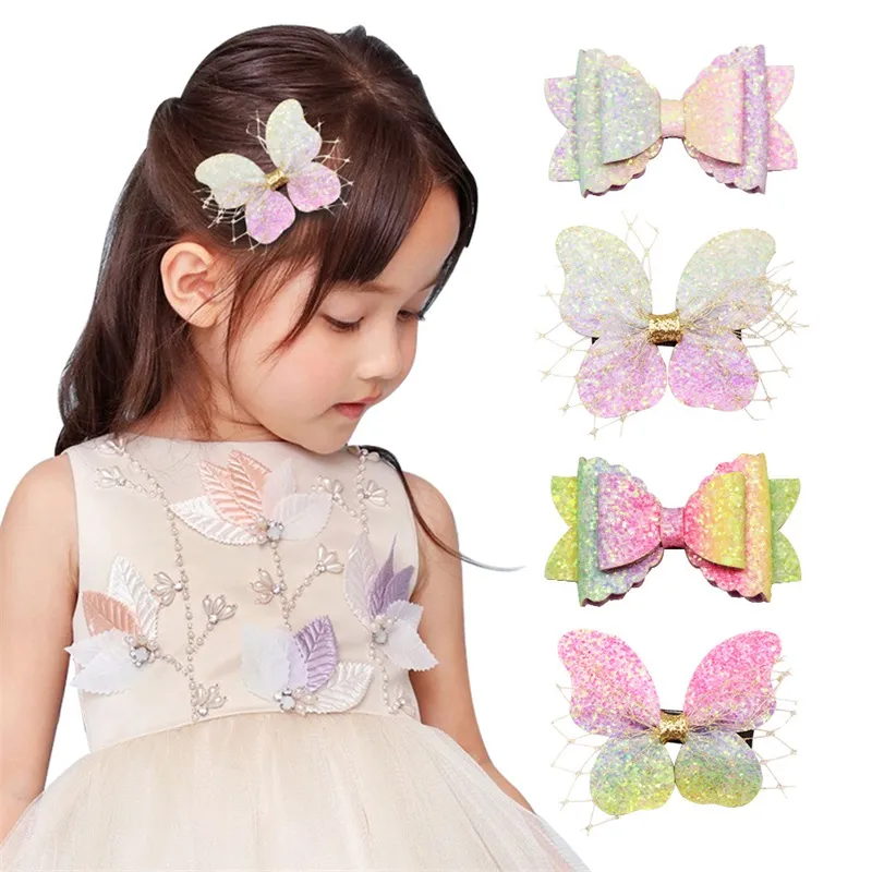 Sequins Butterfly Hairpin Girl Women Bow Hair Clip Gretel Gradient Princess Pretty Accessories Birthday Present 3 5mq Q2