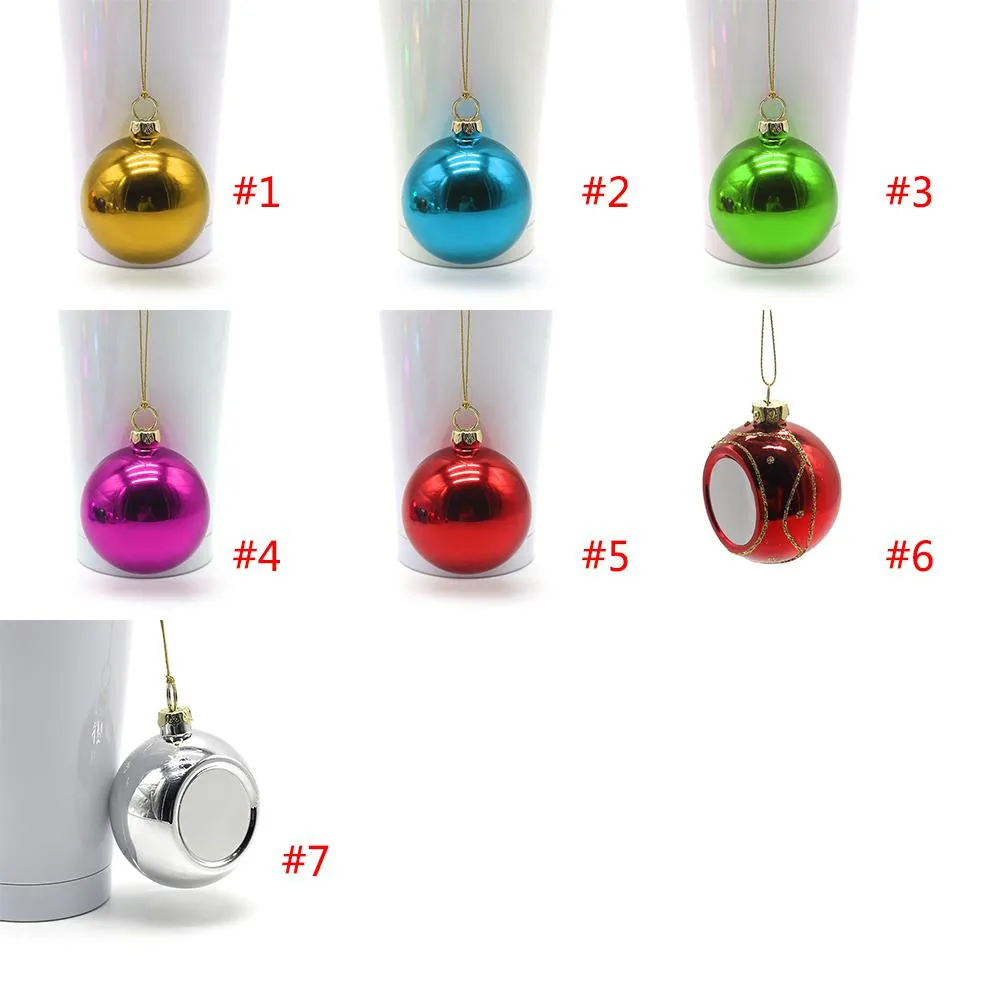 Sublimation Blanks 6cm Christmas Ball Decorations Transfer Printing Heat Press DIY Gifts Craft Xmas Tree Ornament w-00853