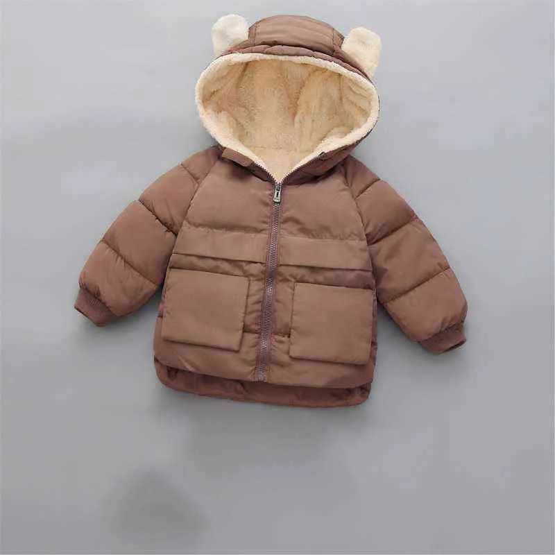 COOTELILI Fleece Winter Parkas Kids Jackets For Girls Boys Thick Velvet Pocket Children